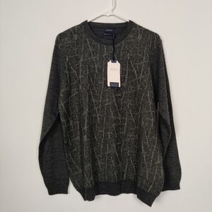 Lufian Quality Italian Yarn Men's Sweater in Black Size Large Wool Fall Winter